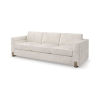 Angled view of Harmony Modern Sofa, white upholstery.