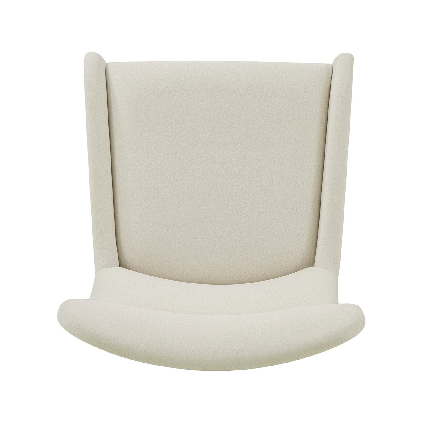 Top view, dining chair, curved seat design, beige cushion.