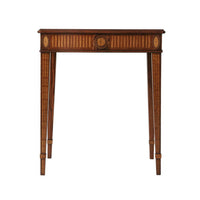 Hepplewhite side table front view showcasing ornate patterns.