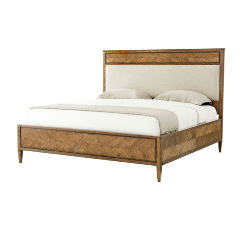Herringbone Parquetry California King Bed - Light Oak