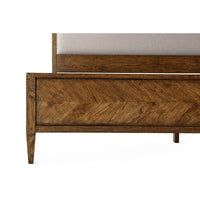 Herringbone Parquetry King Bed - Dark Oak - English Georgian America