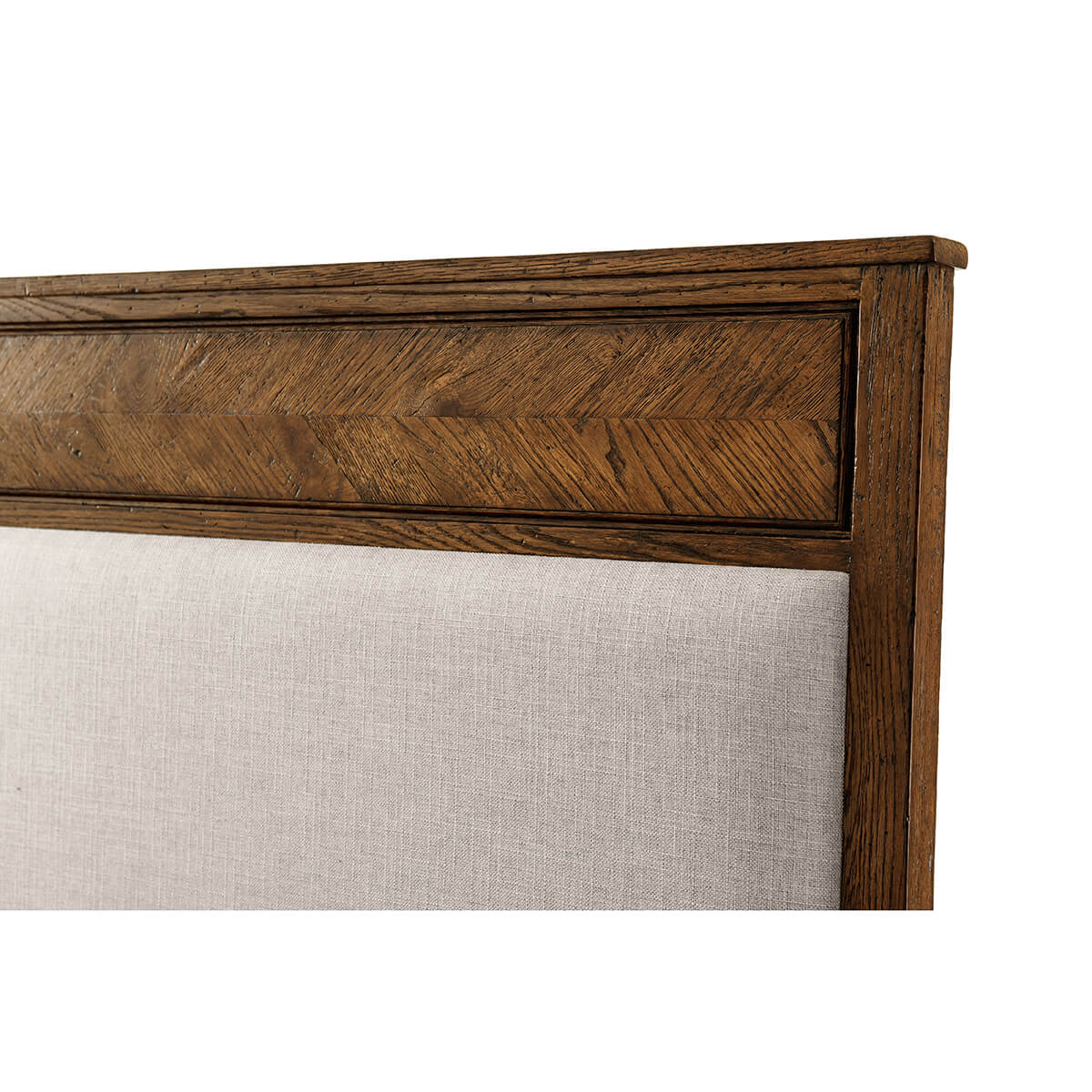 Herringbone Parquetry King Bed - Dark Oak - English Georgian America