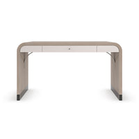 Front view of Herringbone Waterfall desk with drawer.
