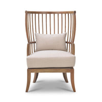 High back spindle armchair, direct front view.