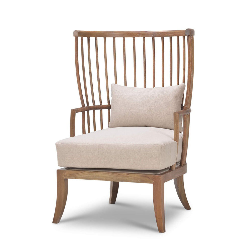 High back spindle armchair, angled front view.