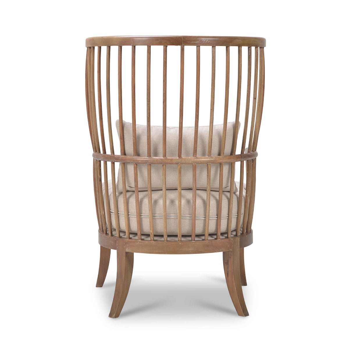 High back spindle armchair, rear view.