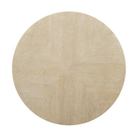 Top view of round coffee table highlighting texture.