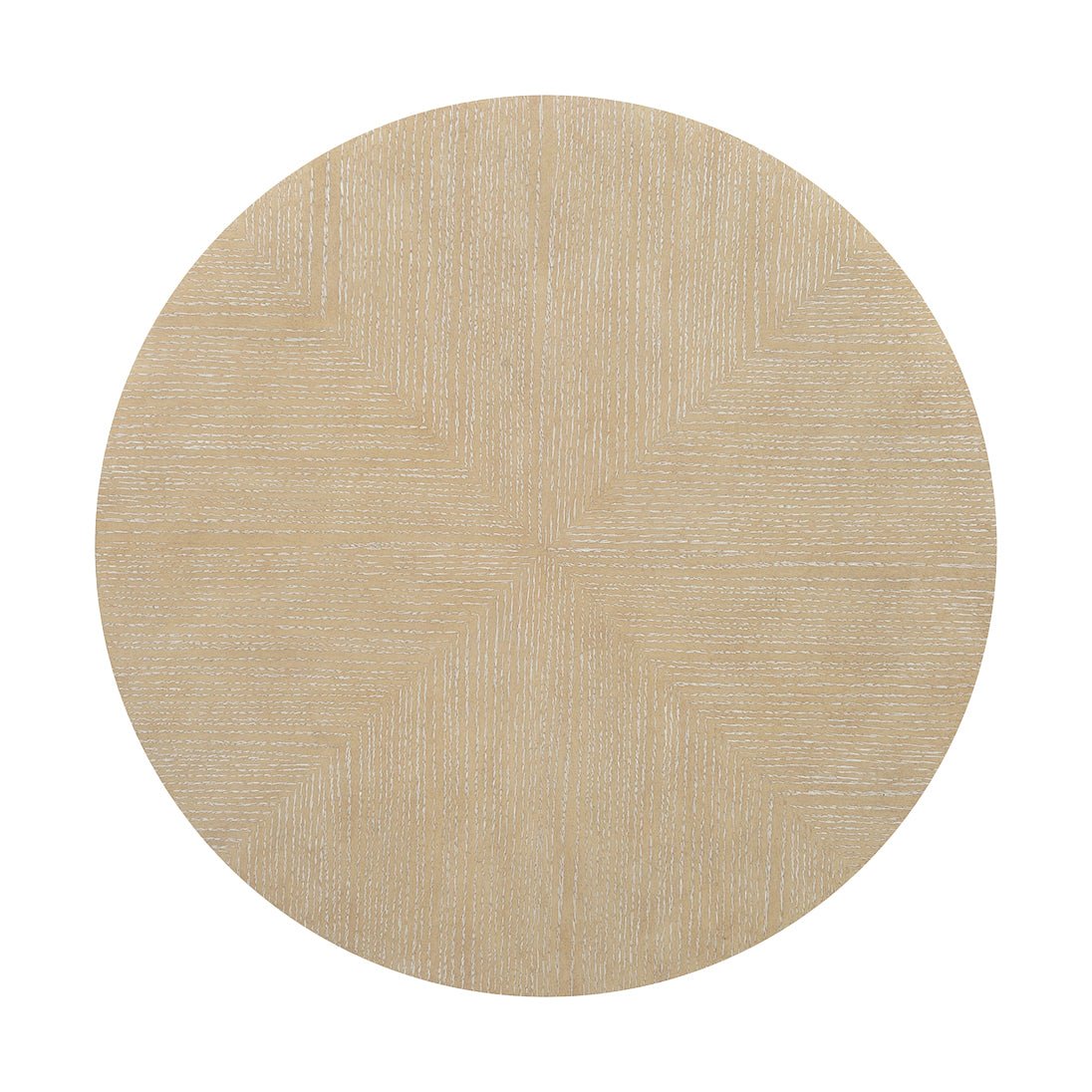 Top view of round side table with wood pattern.