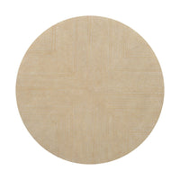 Top view of round side table with wood pattern.