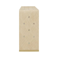 Side view of console table with diamond embellishments.