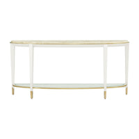 Elegant demilune console table, front view.