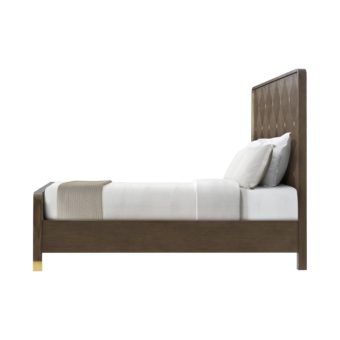 Side view of Hollywood Regency King Bed, mattress visible.