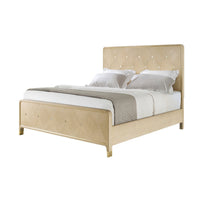 Hollywood Regency king bed, angled view, light finish.