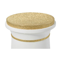 Close-up of gold-textured top of accent table.