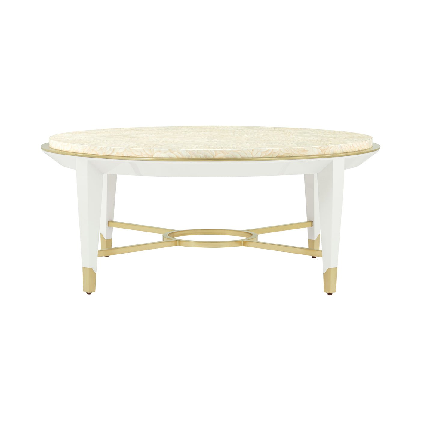 Round cocktail table front view with decorative patterns