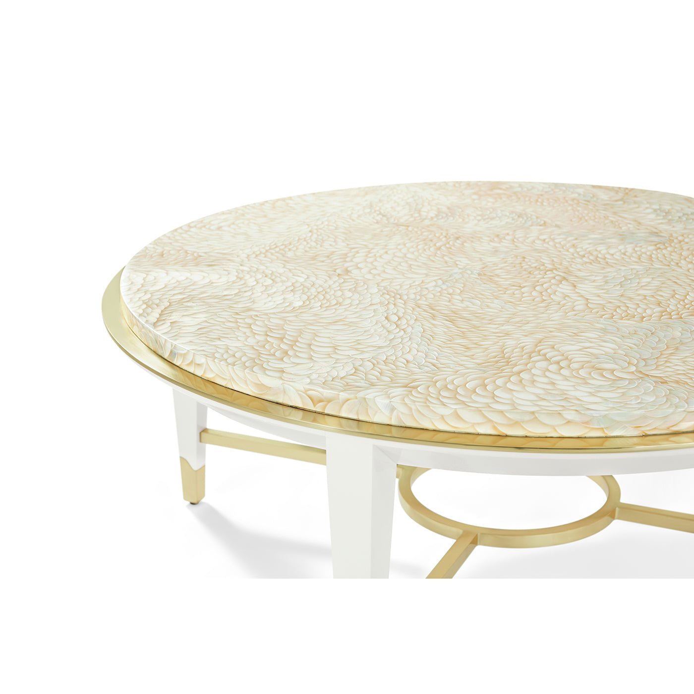 Close-up of cocktail table's decorative tabletop design