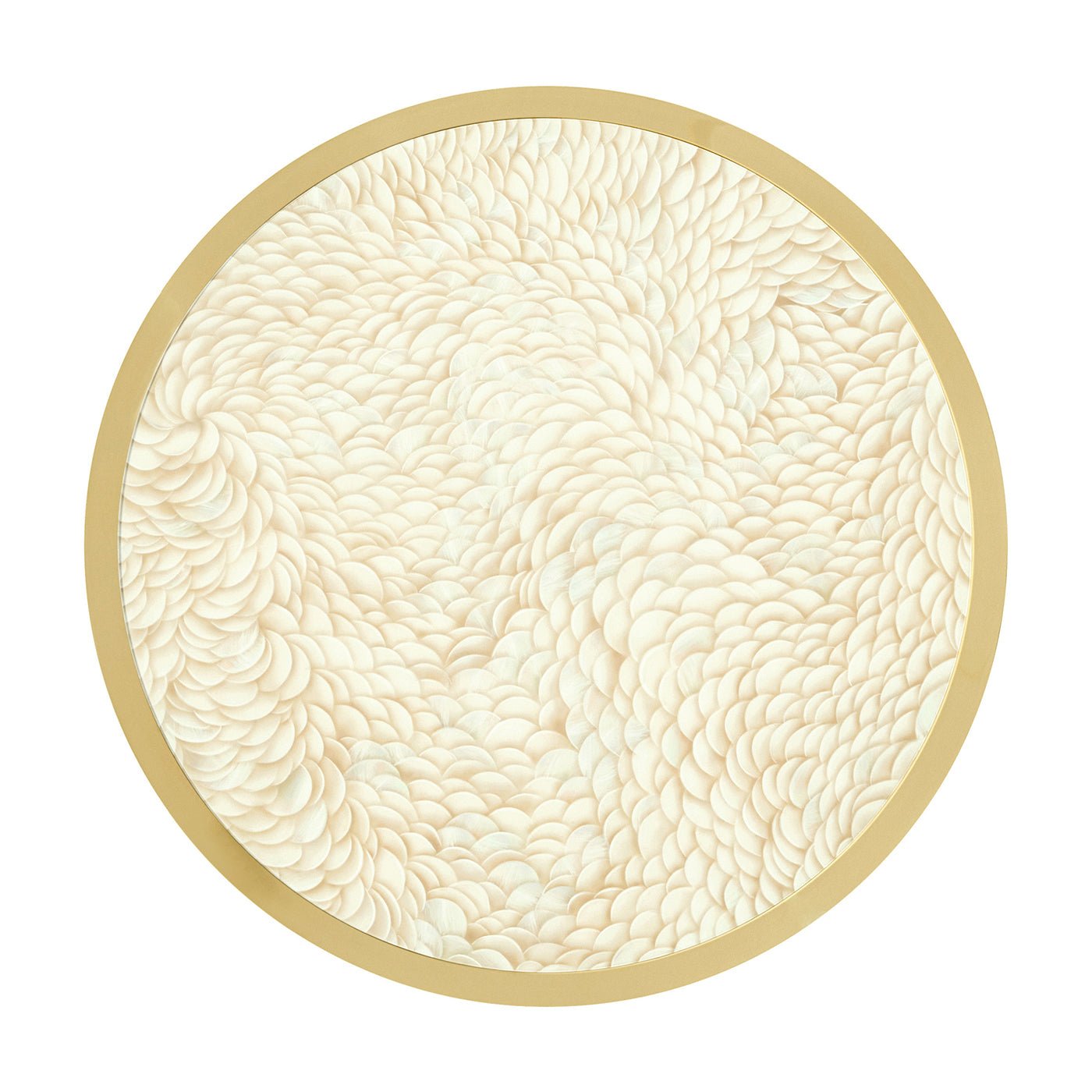 Close-up of intricate design on table's circular top.