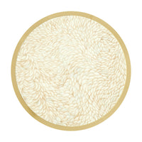 Close-up of intricate design on table's circular top.