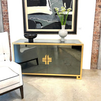 Sideboard in modern interior setting, front view.