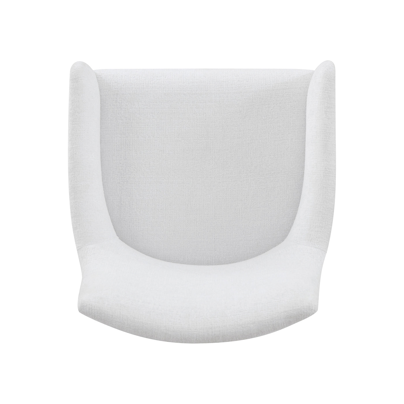 Top view of armchair seat and curved back design.