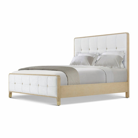 Hollywood Regency Upholstered King Bed - Light Finish