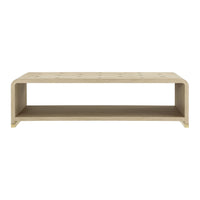 Front view of minimalistic waterfall coffee table design.