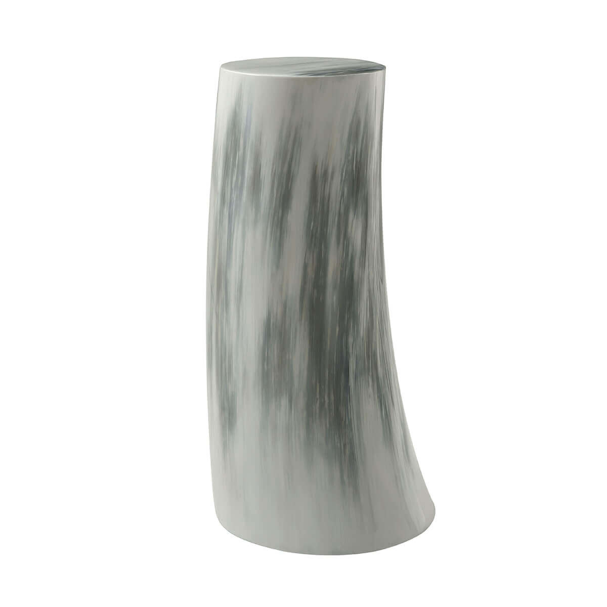 Gray horn drink table, angled front view.