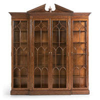 Front view of elegant walnut display bookcase.