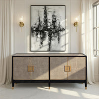 Leather Wrapped Midcentury Modern Credenza