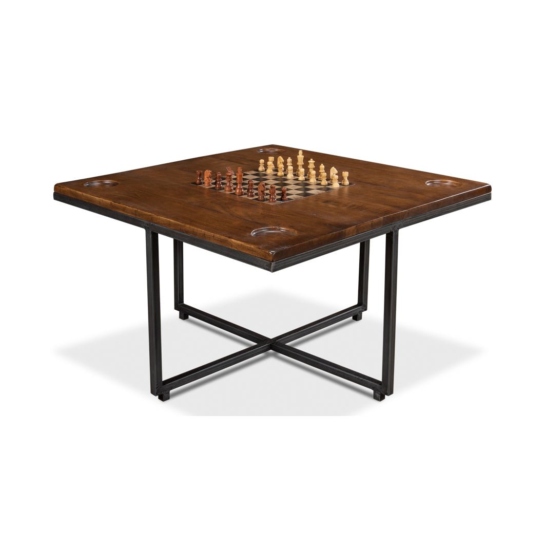 Standalone industrial coffee table showing leg design.
