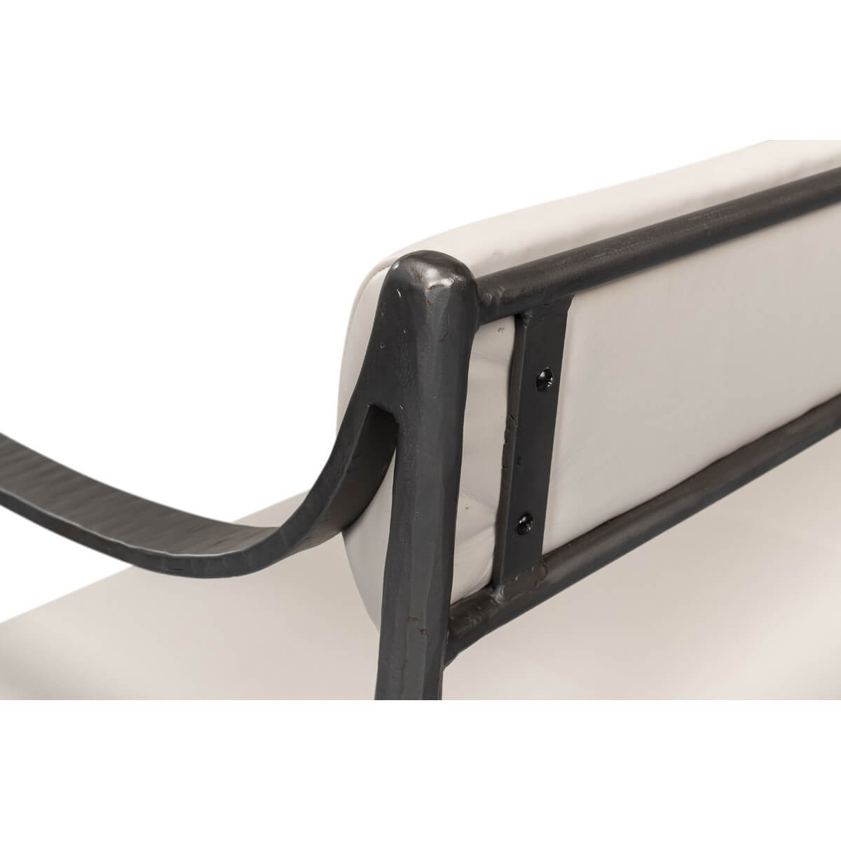Close-up of bench back support details.