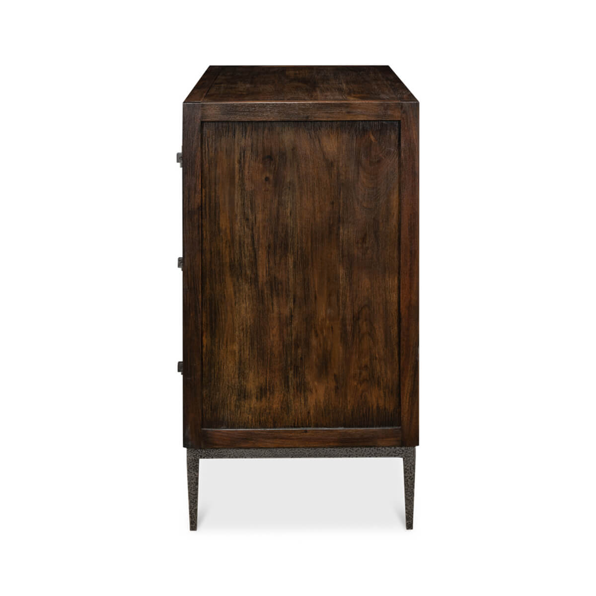 Side panel of industrial modern chest, vertical view.