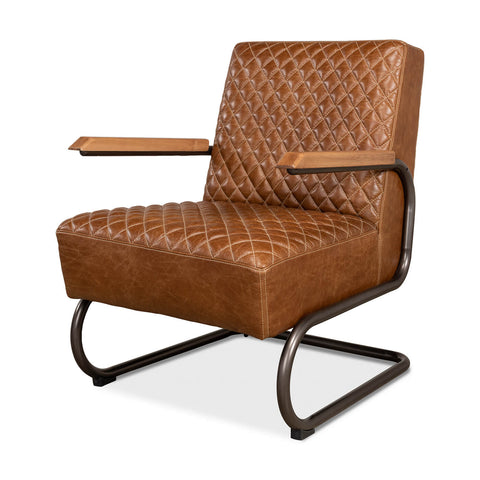 Industrial Quilted Leather Armchair