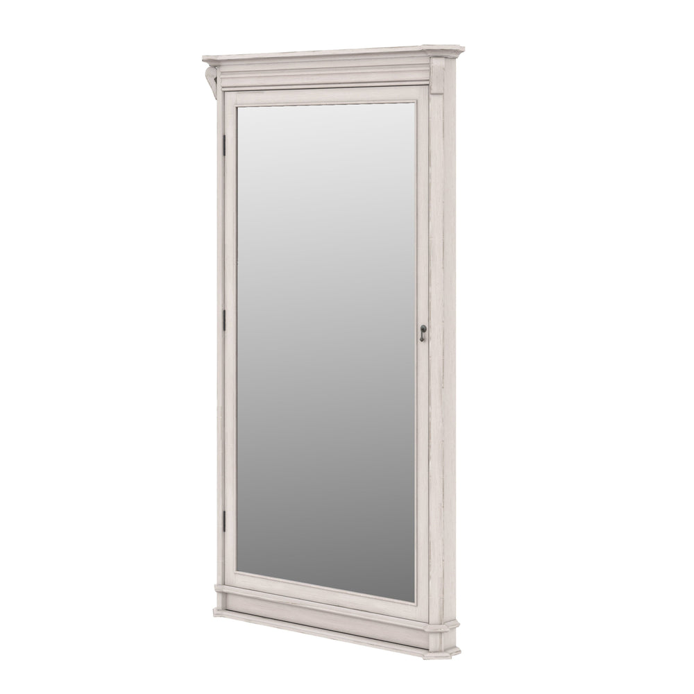 Ivory framed floor mirror with full-height mirrored front