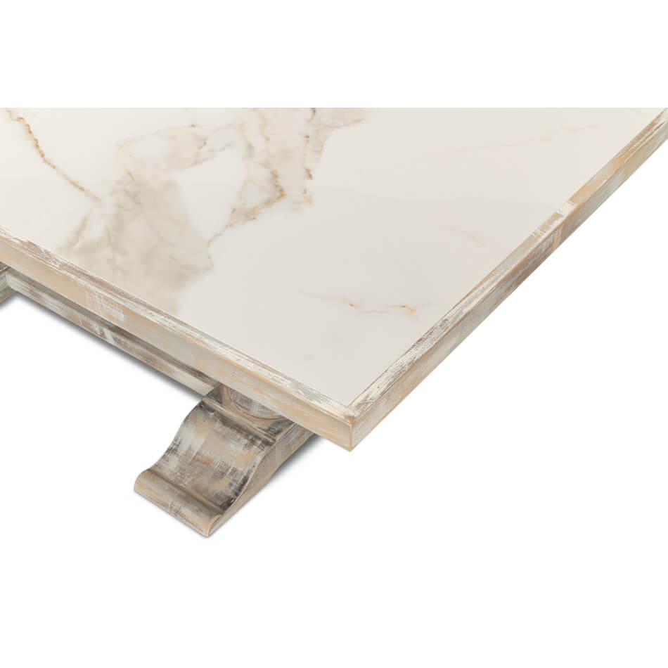 Detailed corner view of Italian Baroque dining table.