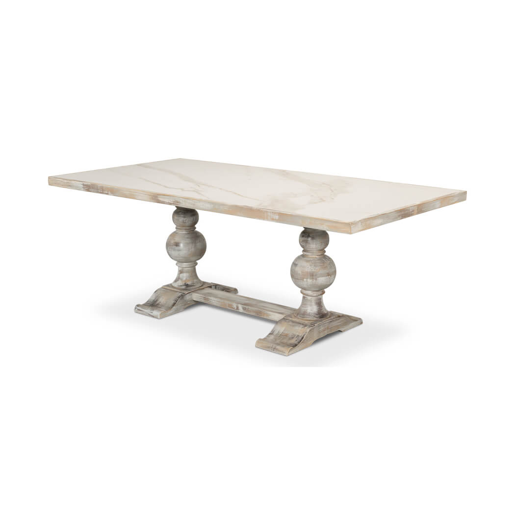 Angled left side view of dining table, Italian Baroque.