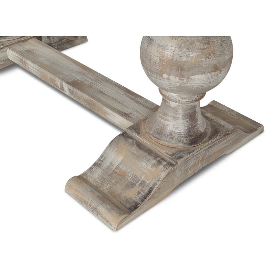 Detailed view of base leg on dining table.