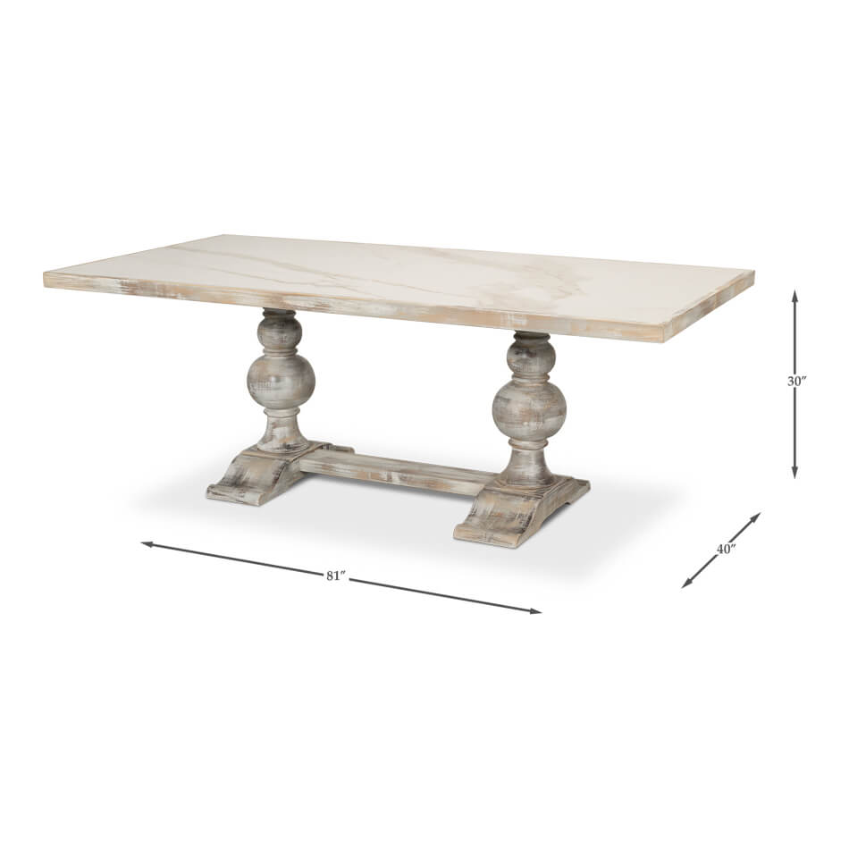 Dimensions view of the Italian Baroque dining table.