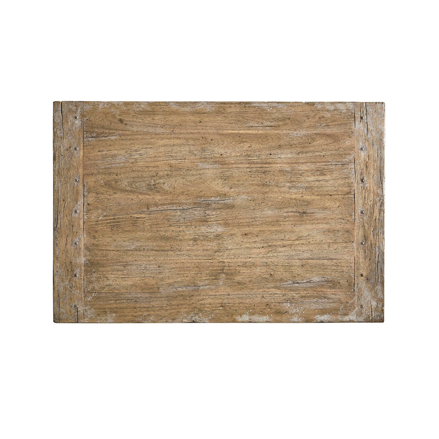 Top view of Italian Baroque oak coffee table surface.