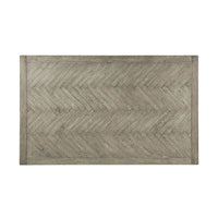 Top view of herringbone dining table surface.