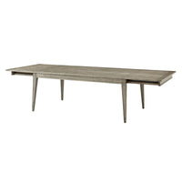 Grey oak herringbone dining table, fully extended view.