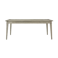 Front view of grey oak dining table.