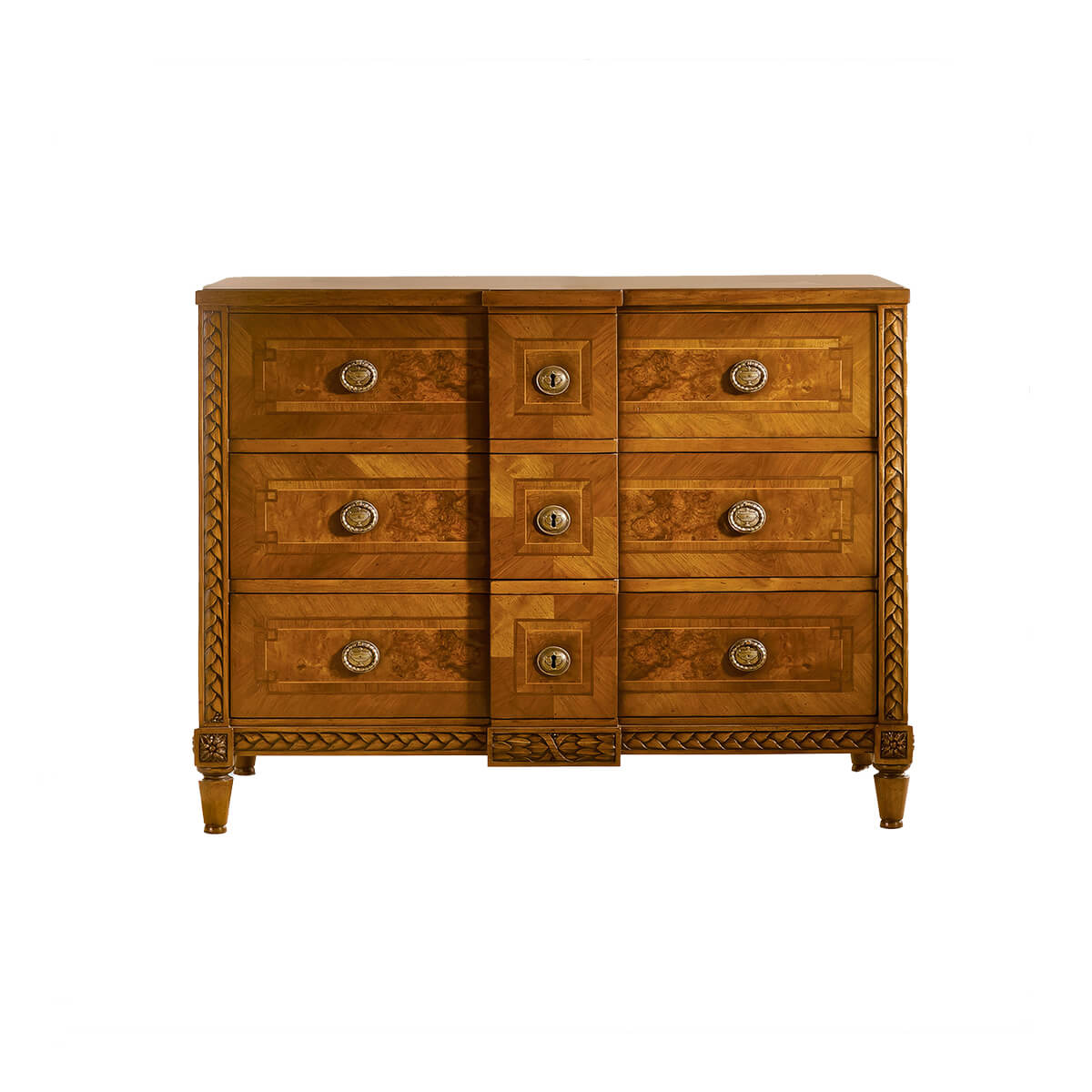 Italian walnut commode against white background, front view.