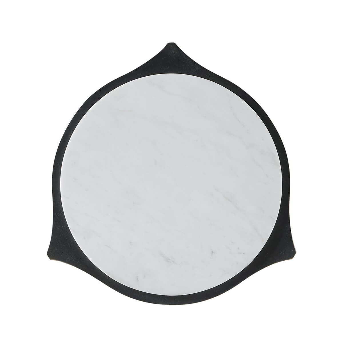 Top view of accent table with marble surface detail.