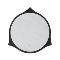 Top view of accent table with marble surface detail.