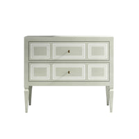 Light gray Italian Neo Classic commode, straight-on view.