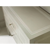 Close-up of Italian Neo Classic commode top and drawer details.
