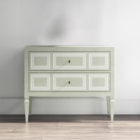 Italian Neo Classic commode against a plain wall.