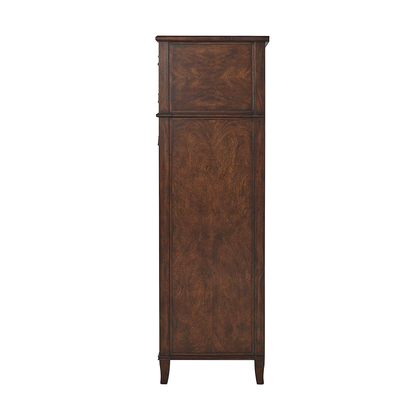 Side profile of Italian Neo Classic tall dresser.
