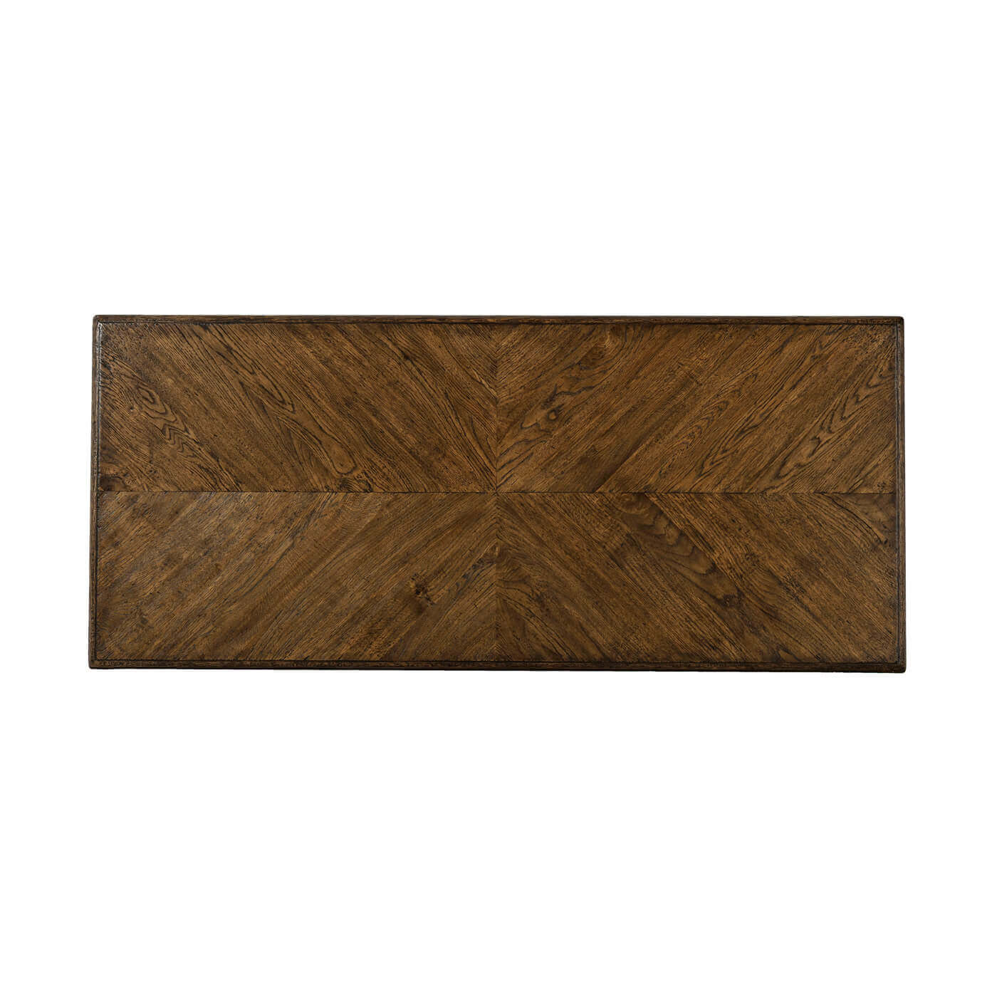 Top view of Italian NeoClassic oak parquetry desk.